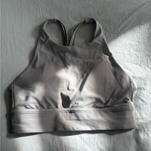 Lululemon long line High-Neck Sports Bra in Light Gray Sz 8